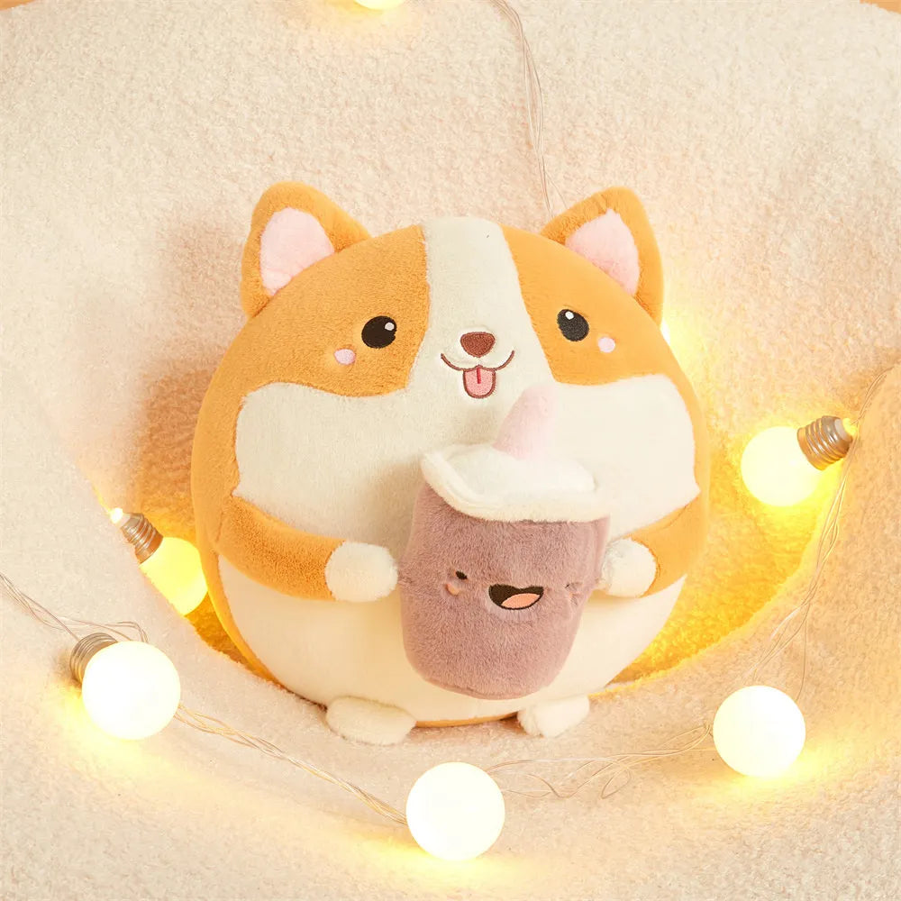 Corgi with Boba Plushie – Soft Stuffed Animal for Kawaii Lovers & Collectors