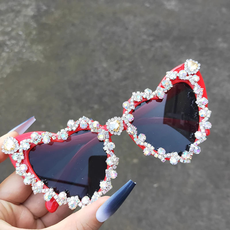 Bedazzled Heart Shaped Sunglasses