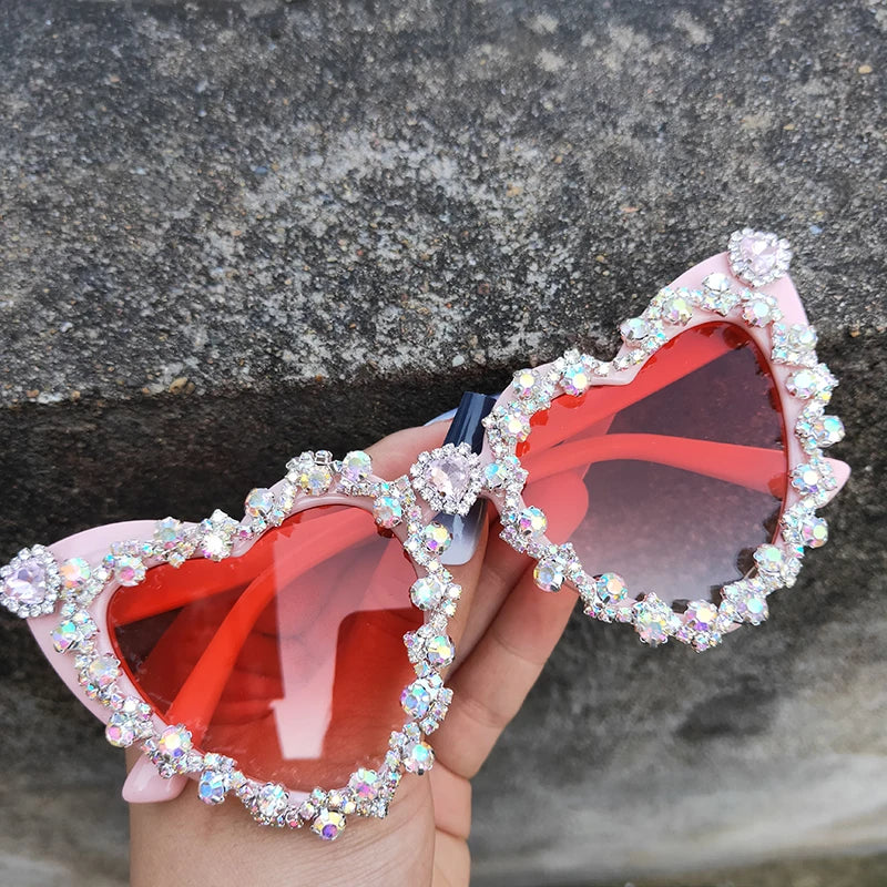 Bedazzled Heart Shaped Sunglasses
