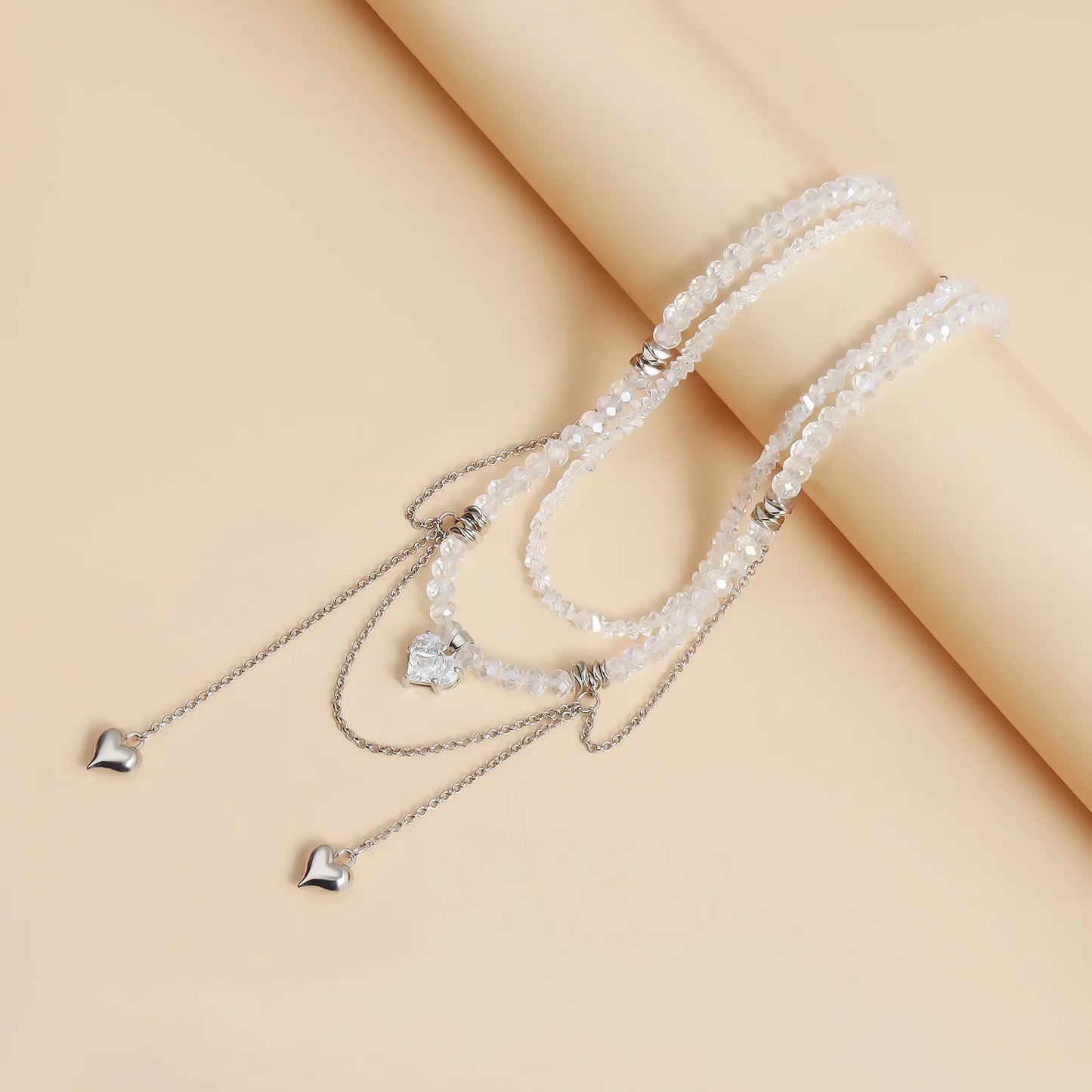 Crystal Heart Drip Necklace