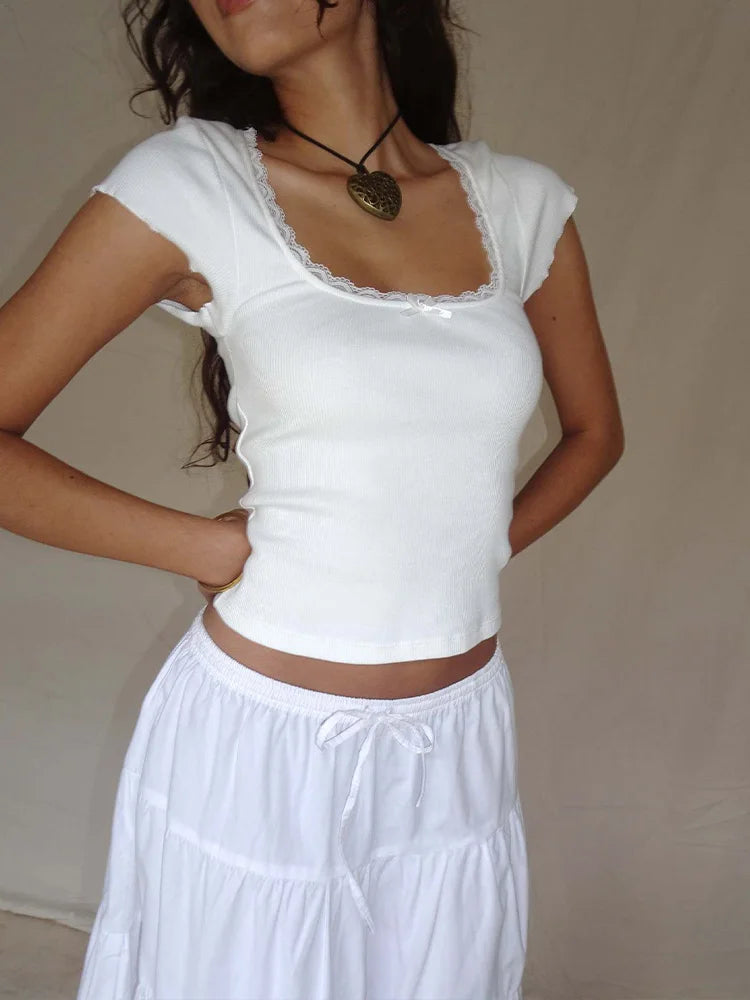 Baby Tee with lace trim