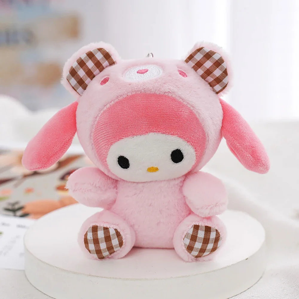 Sanrio Plush Keychain Doll Hello Kitty My Melody Kawaii Kuromi Cinnamoroll  Cartoon Anime Stuffed Pendant Backpack Decoration