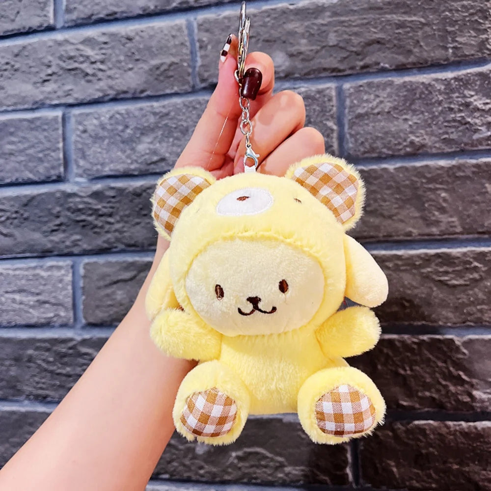 Sanrio Plush Keychain Doll Hello Kitty My Melody Kawaii Kuromi Cinnamoroll  Cartoon Anime Stuffed Pendant Backpack Decoration