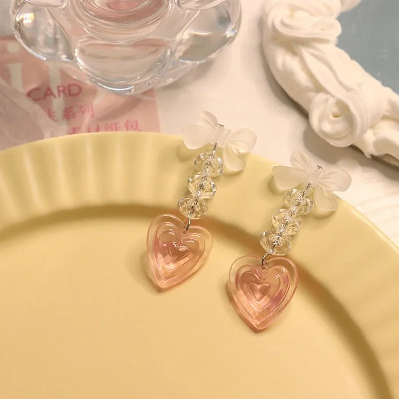 SELLING FAST!!! Pink Heart Bow Earrings