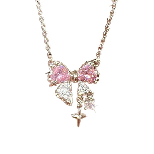 Pink Bow Necklace