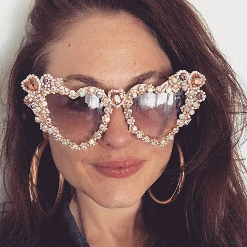 Bedazzled Heart Shaped Sunglasses
