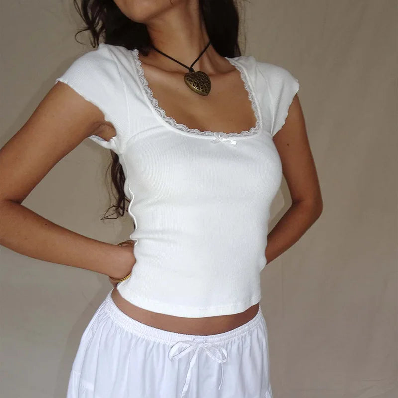 Baby Tee with lace trim