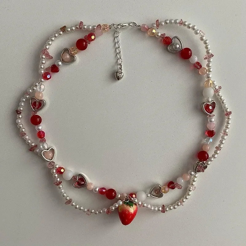 Beaded Strawberry Necklace