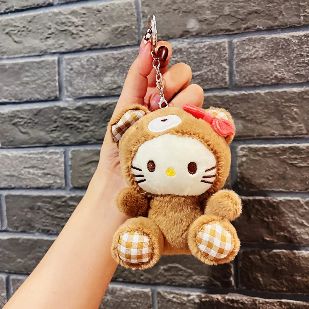 Sanrio Plush Keychain Doll Hello Kitty My Melody Kawaii Kuromi Cinnamoroll  Cartoon Anime Stuffed Pendant Backpack Decoration
