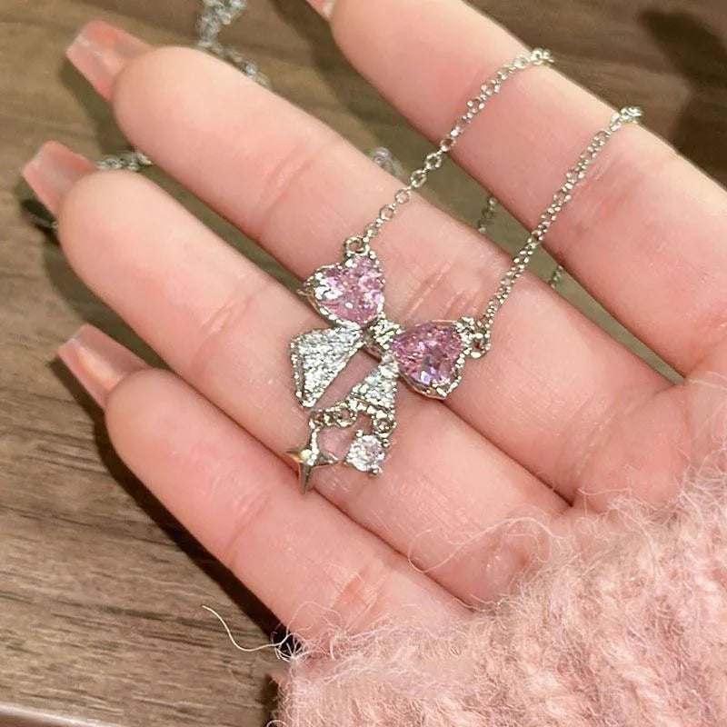 Pink Bow Necklace