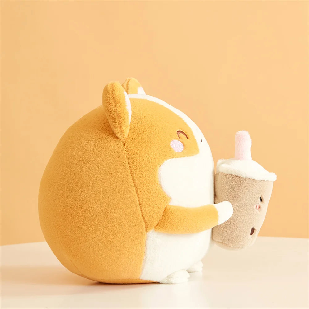 Corgi with Boba Plushie – Soft Stuffed Animal for Kawaii Lovers & Collectors