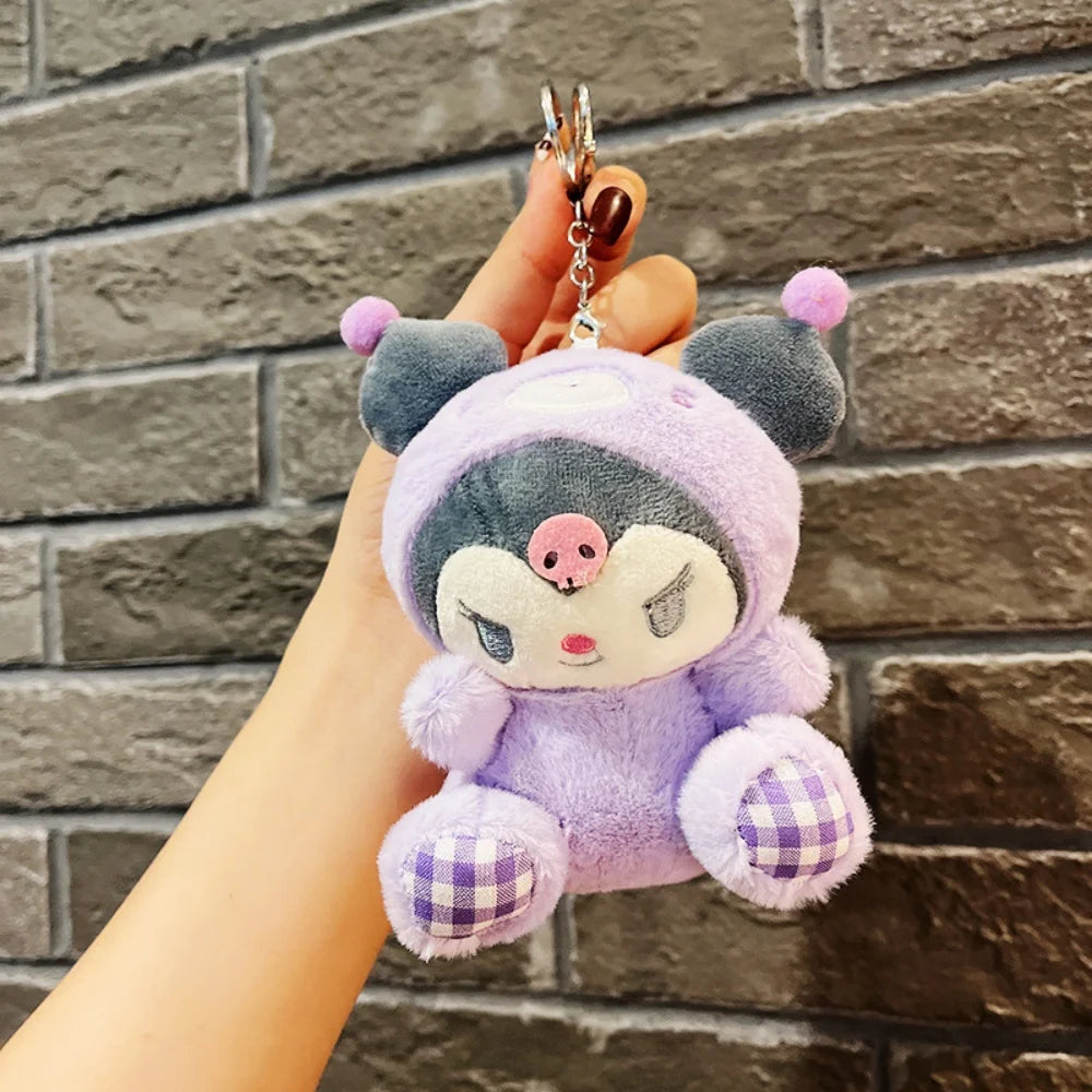 Sanrio Plush Keychain Doll Hello Kitty My Melody Kawaii Kuromi Cinnamoroll  Cartoon Anime Stuffed Pendant Backpack Decoration