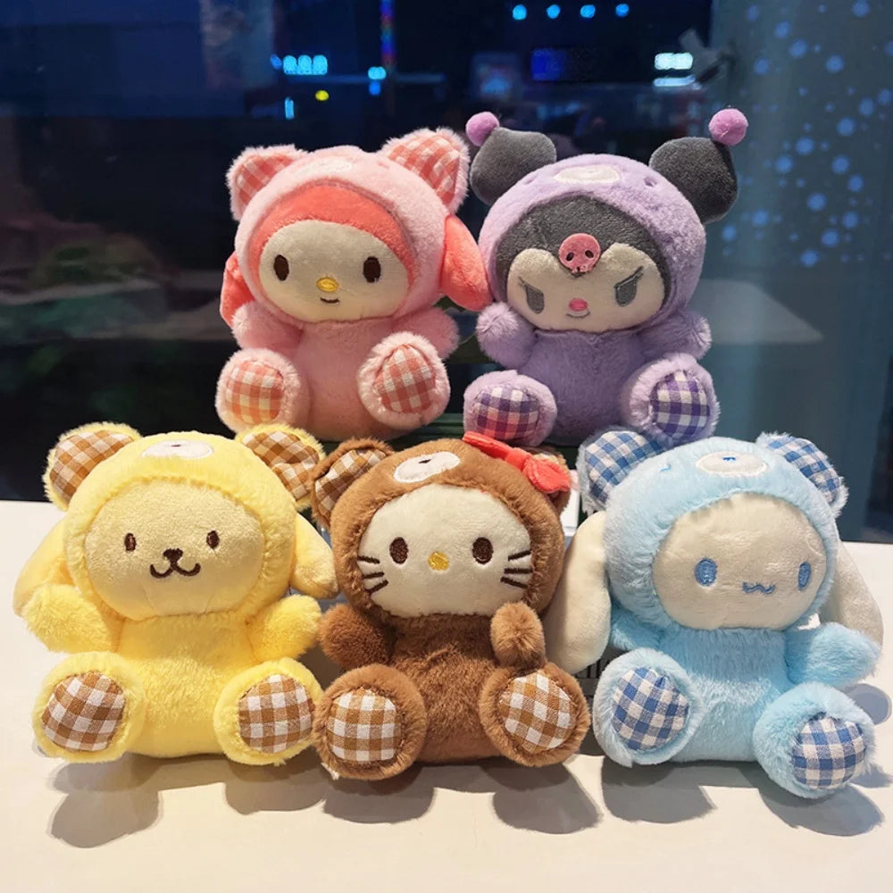 Sanrio Plush Keychain Doll Hello Kitty My Melody Kawaii Kuromi Cinnamoroll  Cartoon Anime Stuffed Pendant Backpack Decoration