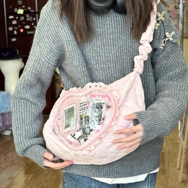 Heart Drawstring Shoulder Bag