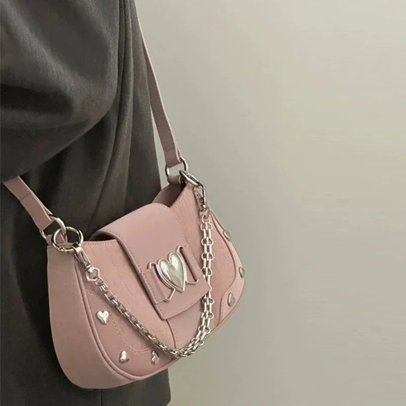 Metal Heart Shoulder Bag