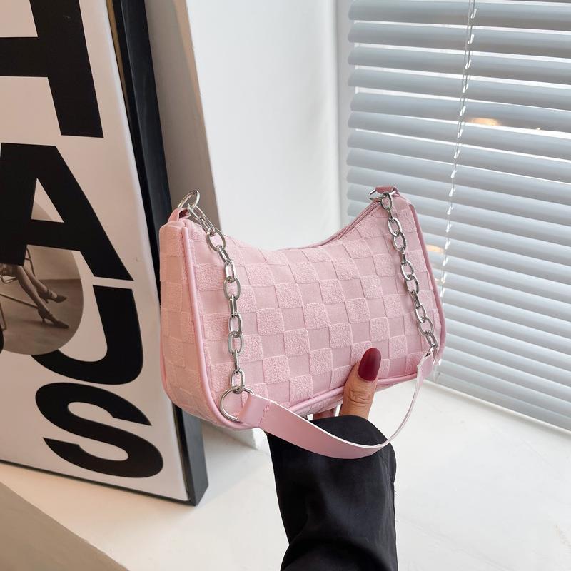 Soft Checkered Canvas Plush Bag