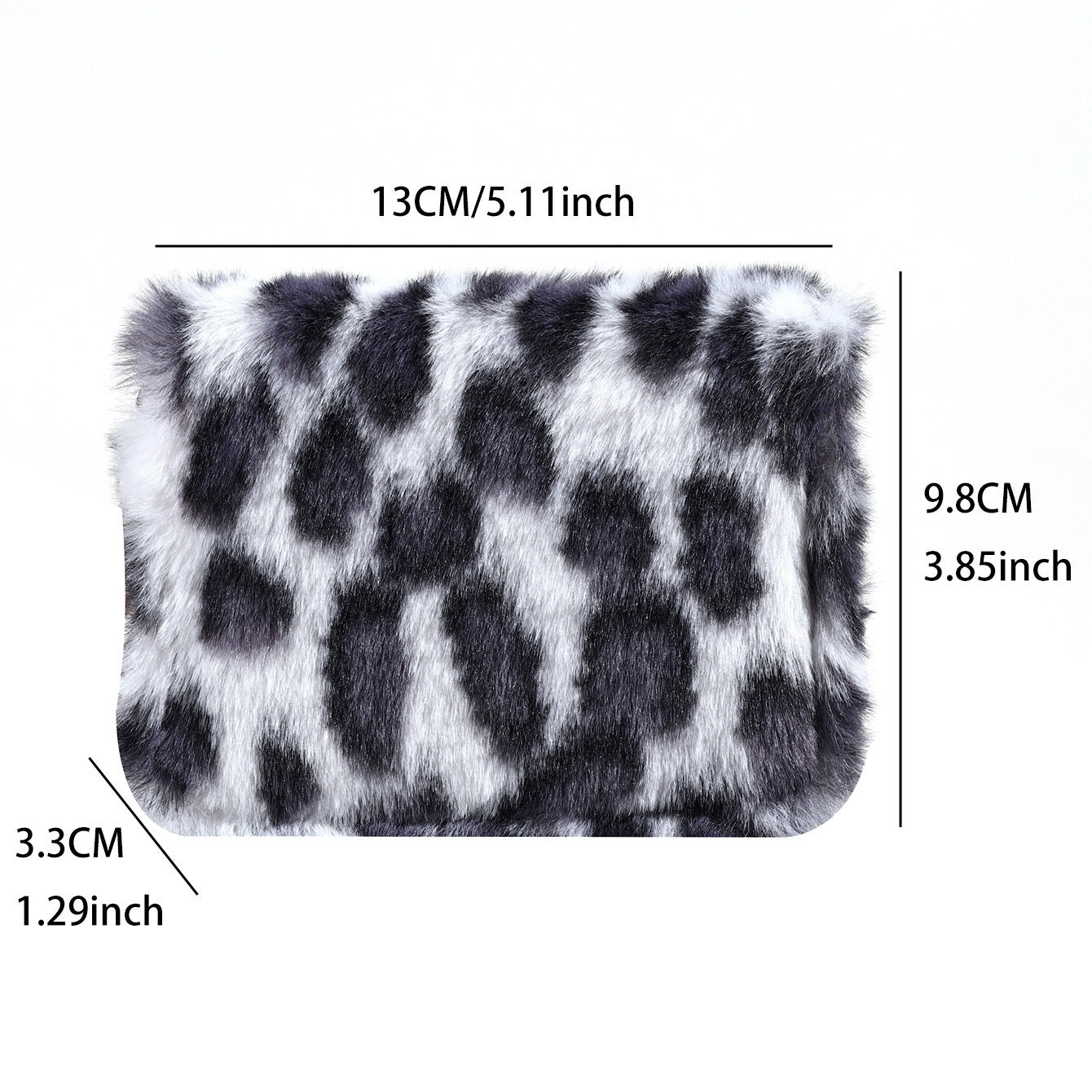 Plush Coin Purse Fashionable Niche Design Simple And Fluffy With Leopard-Print Card Holder